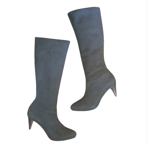 R.S.V.P. Black Suede Knee High Boots Women's Tall Pointed Toe Heeled Boots sz 8 - Picture 1 of 13